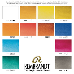 Rembrandt Professional Watercolor Paint, Portrait Color Selection - 12x10 ml Tubes