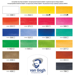Van Gogh Watercolor Pocket Box, General Color Selection - 18 Pans + 2x10ml Tubes