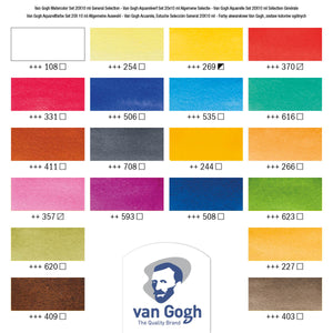 Van Gogh Watercolor, General Selection 20x10ml Tube Set