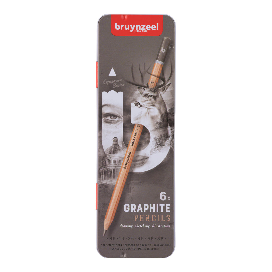 Bruynzeel Expression Graphite Pencil Tin - 6 Piece