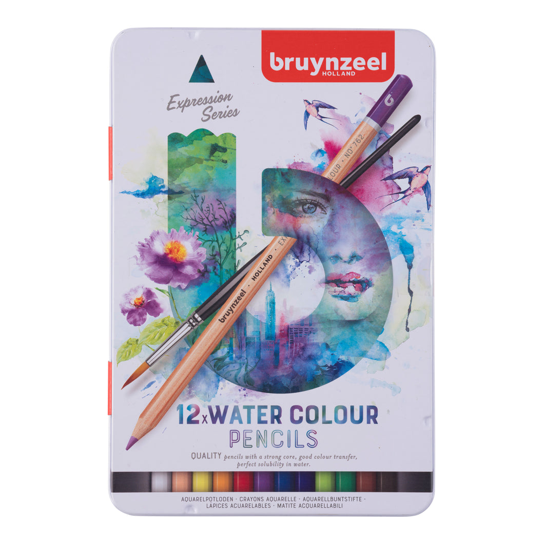 Bruynzeel Expression Watercolor Pencil Tin - 12 Colors