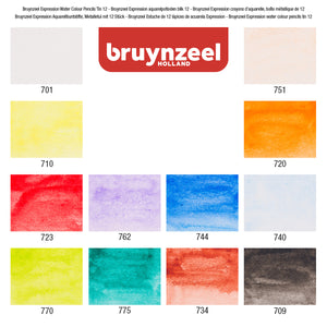 Bruynzeel Expression Watercolor Pencil Tin - 12 Colors