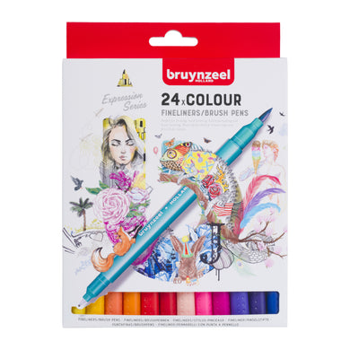 Bruynzeel Fineliner Brushpen Set - 24 Colors