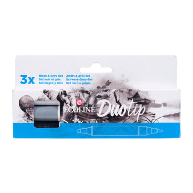 Ecoline Duotip Marker Black & Grey Set, 3 Colors