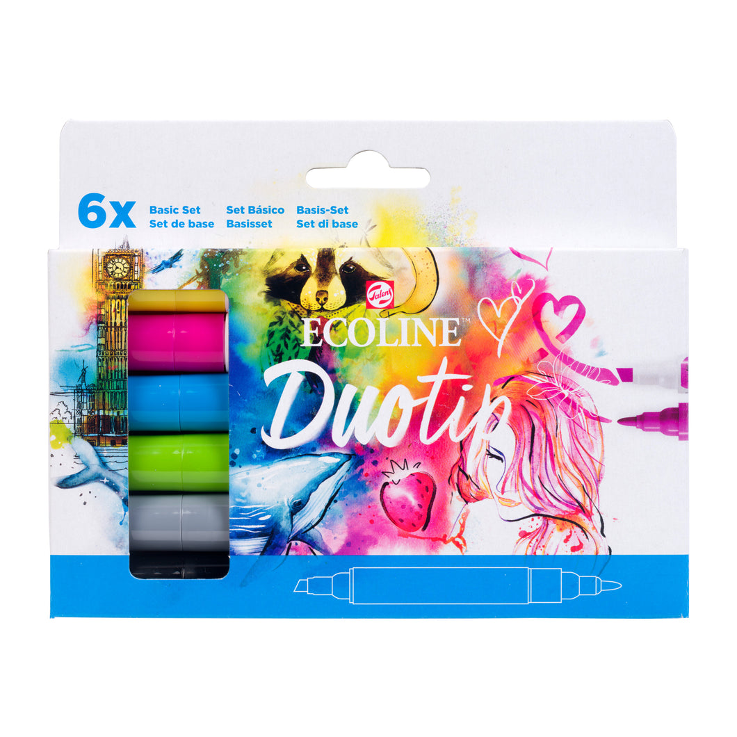 Ecoline Duotip Marker Basic Set, 6 Colors