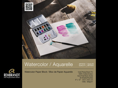 Rembrandt Cold Press Watercolor Paper Block 9
