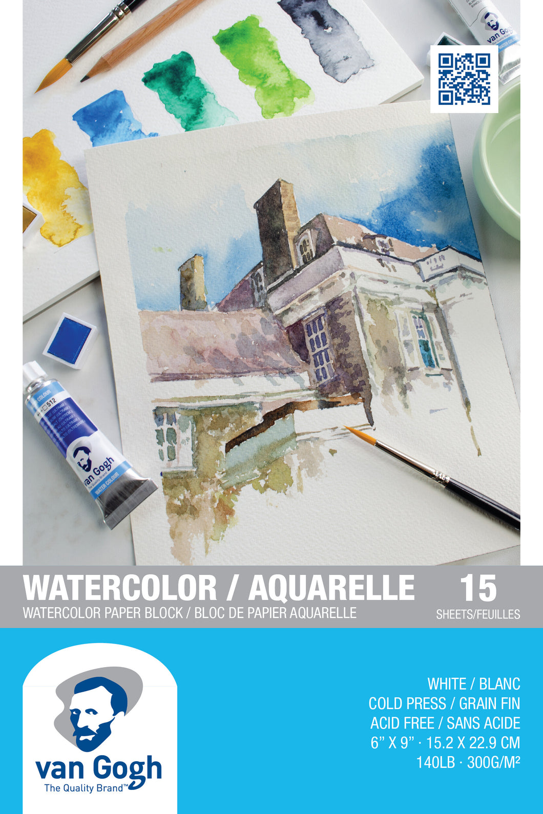 Van Gogh Cold Press White Watercolor Paper Block 6