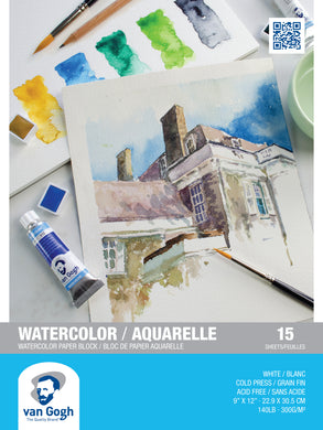 Van Gogh Cold Press White Watercolor Paper Block 9