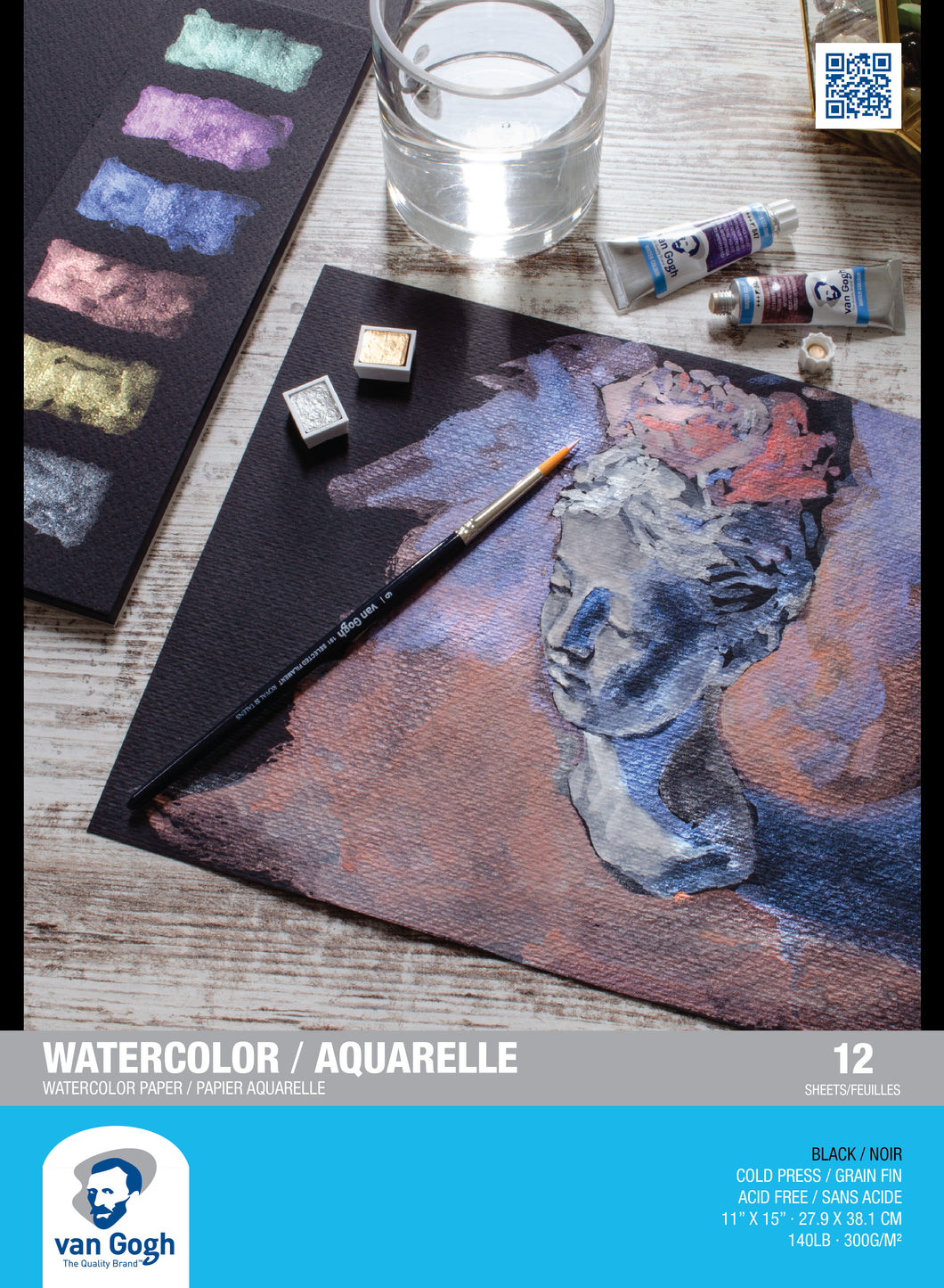 Van Gogh Cold Press Black Watercolor Paper Pad 11