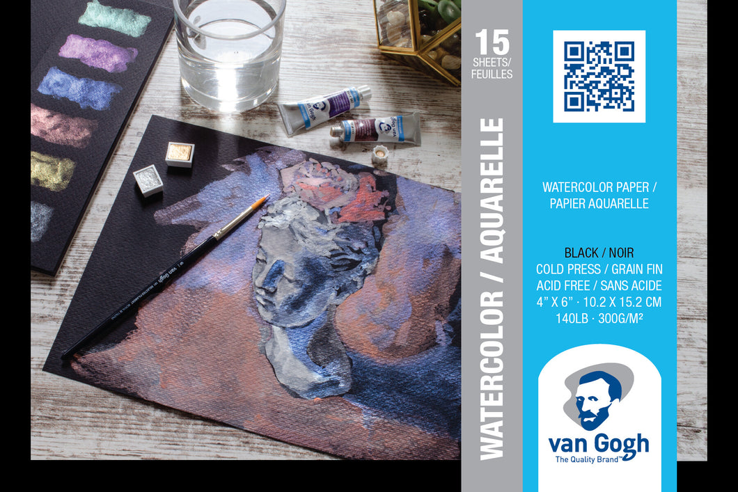 Van Gogh Cold Press Black Watercolor Paper Pad 4
