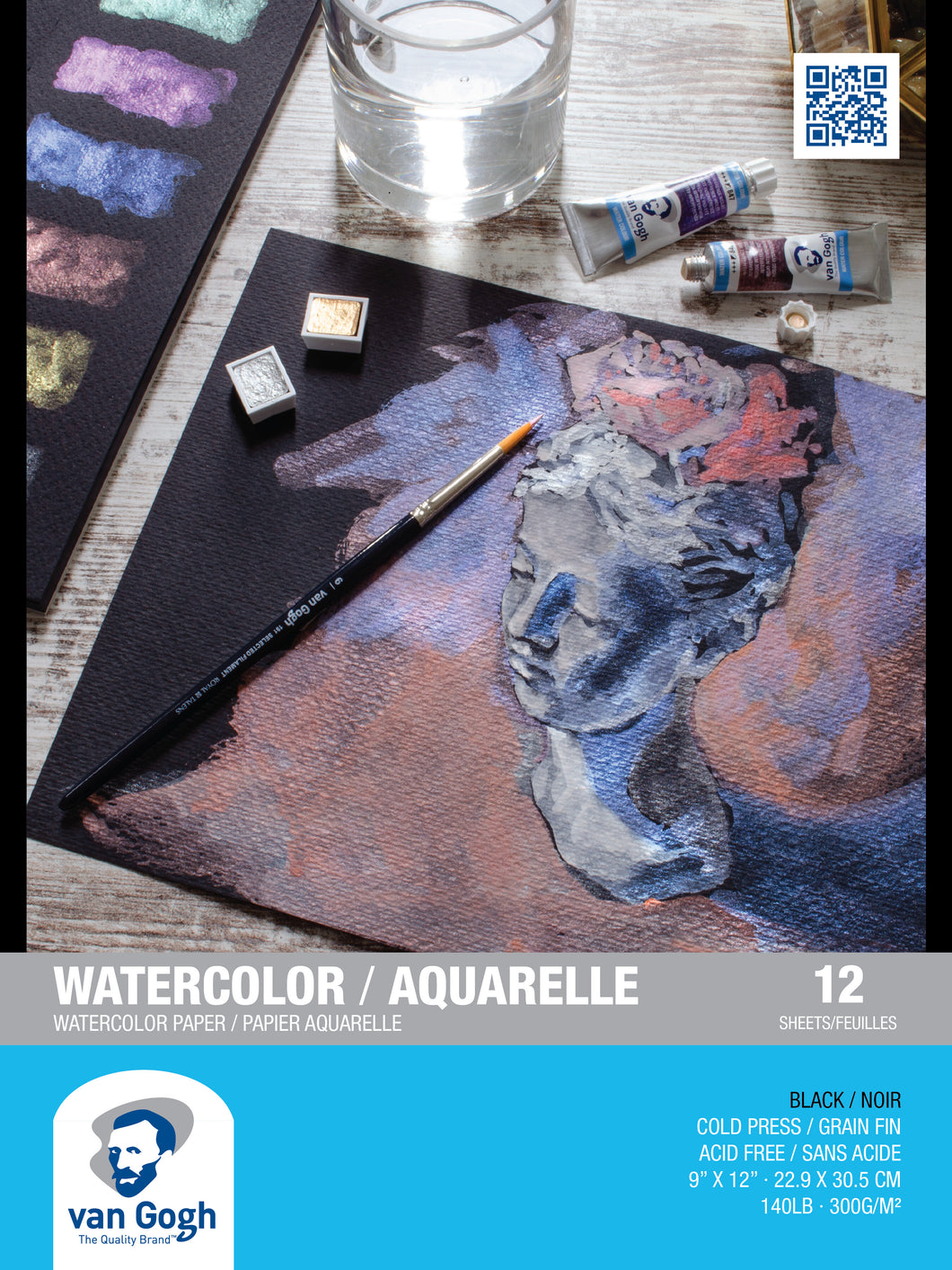 Van Gogh Cold Press Black Watercolor Paper Pad 9