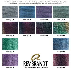 Rembrandt Professional Watercolor Paint, Special Effects Color Selection - 12 Pans
