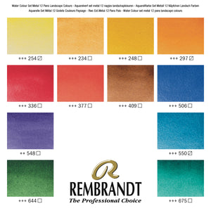 Rembrandt Professional Watercolor Paint, Landscape Color Selection - 12 Pans