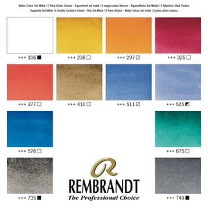 Rembrandt Professional Watercolor Paint, Urban Cityscape Color Selection - 12 Pans