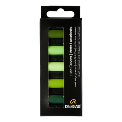 Rembrandt Soft Pastels Lush Green 5 Half Pastels Set