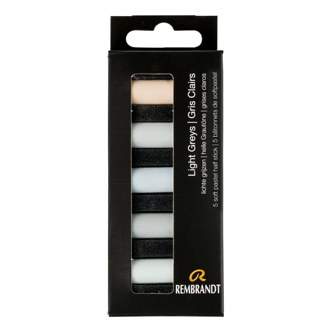 Rembrandt Soft Pastels Light Greys 5 Half Pastels Set