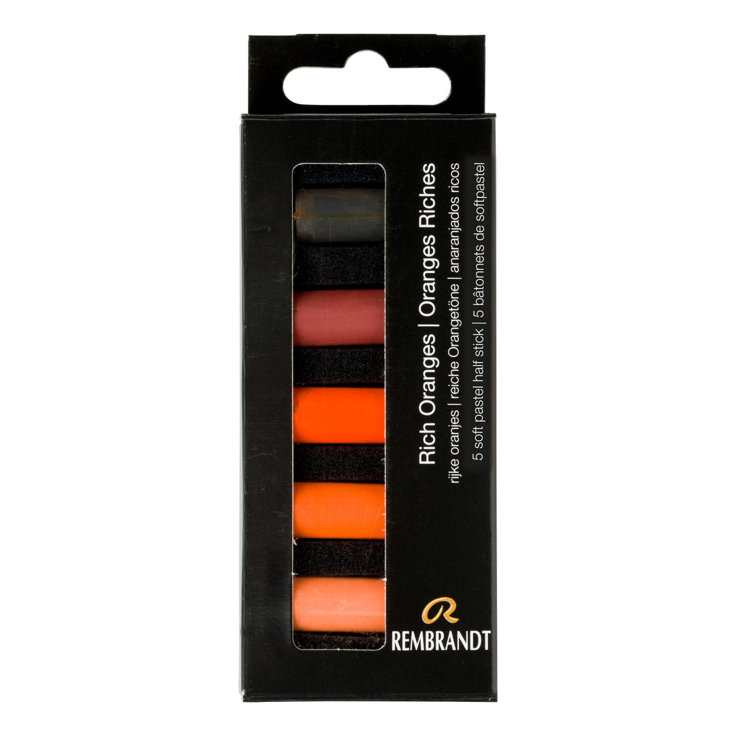 Rembrandt Soft Pastels Rich Oranges 5 Half Pastels Set